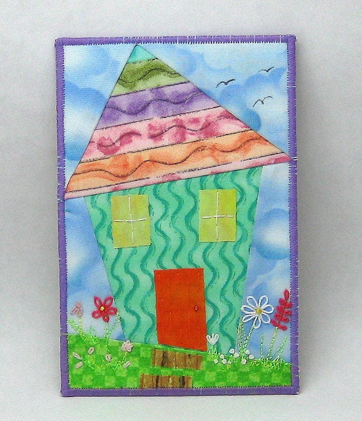 Fabric Postcard - Funky House