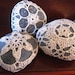 Crochet Covered Stone, SET OF THREE Curious Pebbles in Ecru (set no. 3)