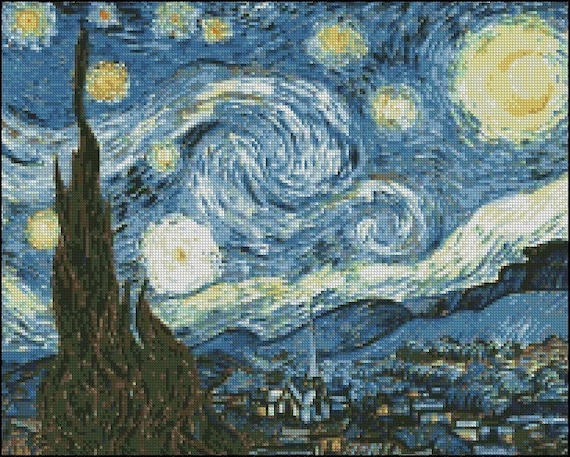 Vincent Van Gogh THE STARRY NIGHT cross stitch pattern No.501