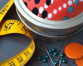Orange Crush canning jar pin cushion