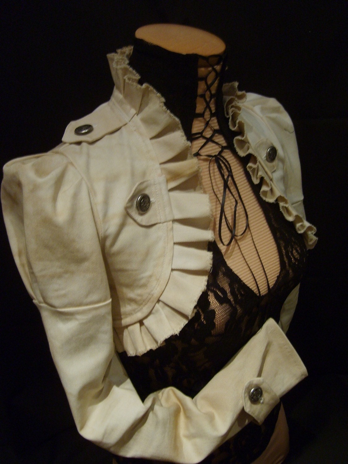 Pirate steampunk jacket bolero Ivory colour - blackmirrordesign