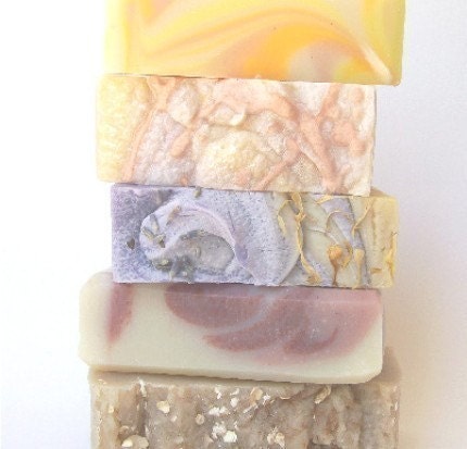 Pick 5 and SAVE - flat rate shipping, Handmade Cold-Process soaps by SoothingSuds