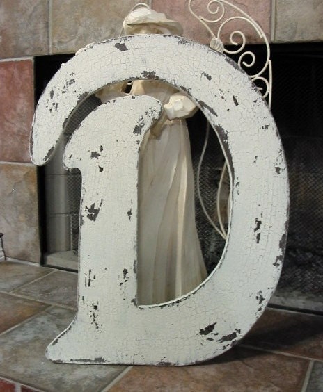 Letter D 2 ft. tall Shabby Cottage Wedding Signs GUEST BOOK