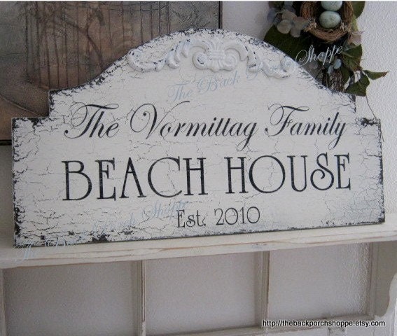 FAMILY BEACH HOUSE Shabby Cottage Cabin Lake House Signs 25 x 13