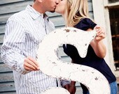 LETTER S 2 ft tall Vintage Style Wood Cut Out Signs, Guest Book, Save the Date, Shabby Cottage ANY LETTER A - Z