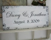 WEDDING SIGN in Shabby Elegance Personalized with Your Names and Date 24 x 12
