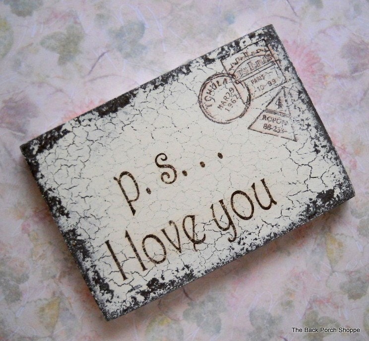 p.s. I love you or I love you more Shabby Cottage Shower Favors / Romantic Postcards / Valentines / 3 x 5