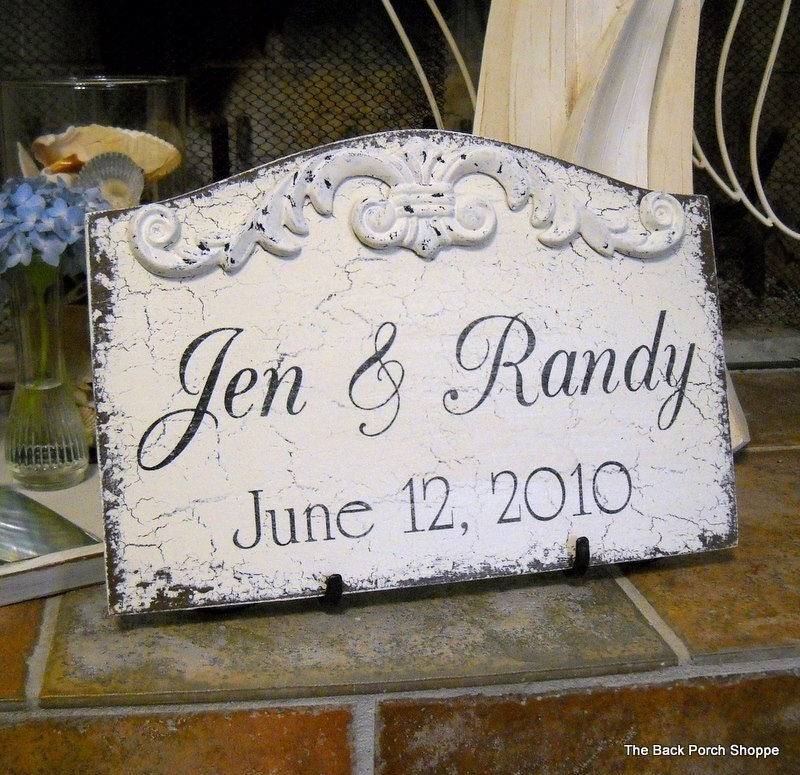 WEDDING / SAVE The Date / Home Decor / A FOREVER Sign / Shabby Cottage Vintage Chic 13 x 9