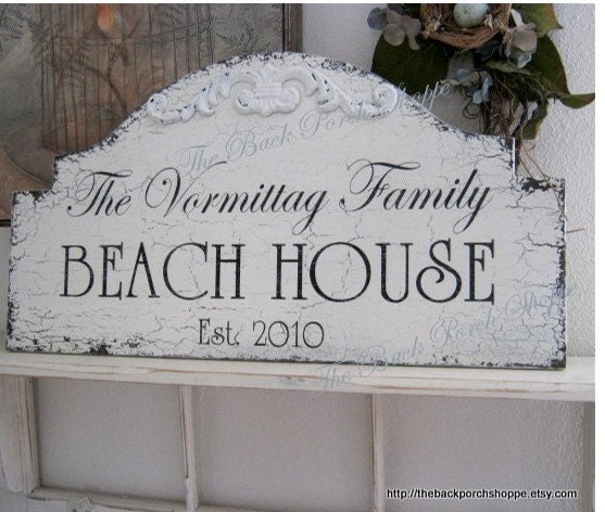 FAMILY BEACH HOUSE Shabby Cottage Cabin Lake House Signs 25 x 13