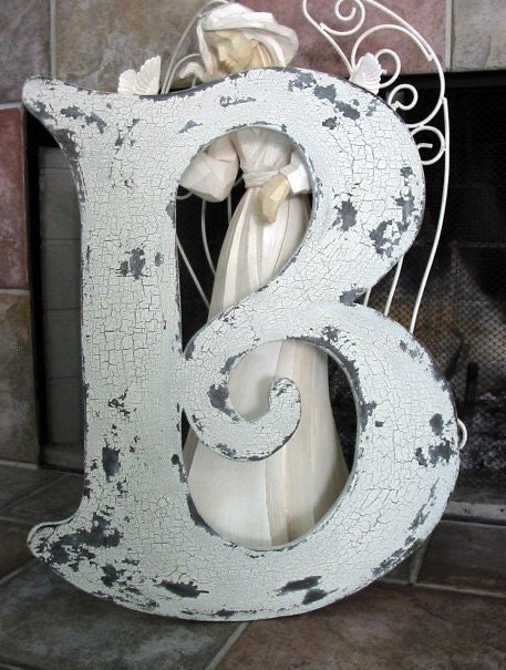 LETTER B 2 ft tall Wedding Guest Book, Save the Date, ANY LETTER A - Z Vintage Style Cut Out Shabby Cottage Signs