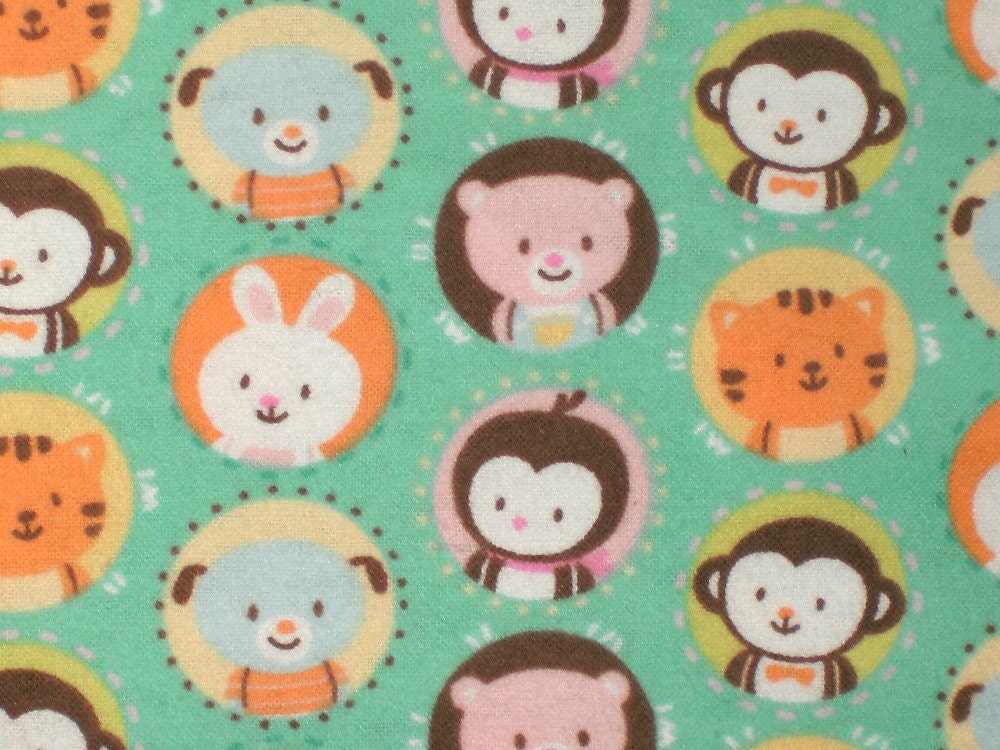 Flannel Green Animal in Circles  Pillowcase
