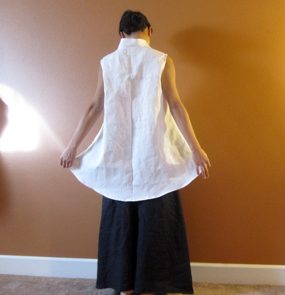 handmade to measure simplicity linen wavy top with chipao collar