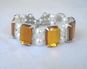 Handmade Pearl and Rhinestone Bracelet