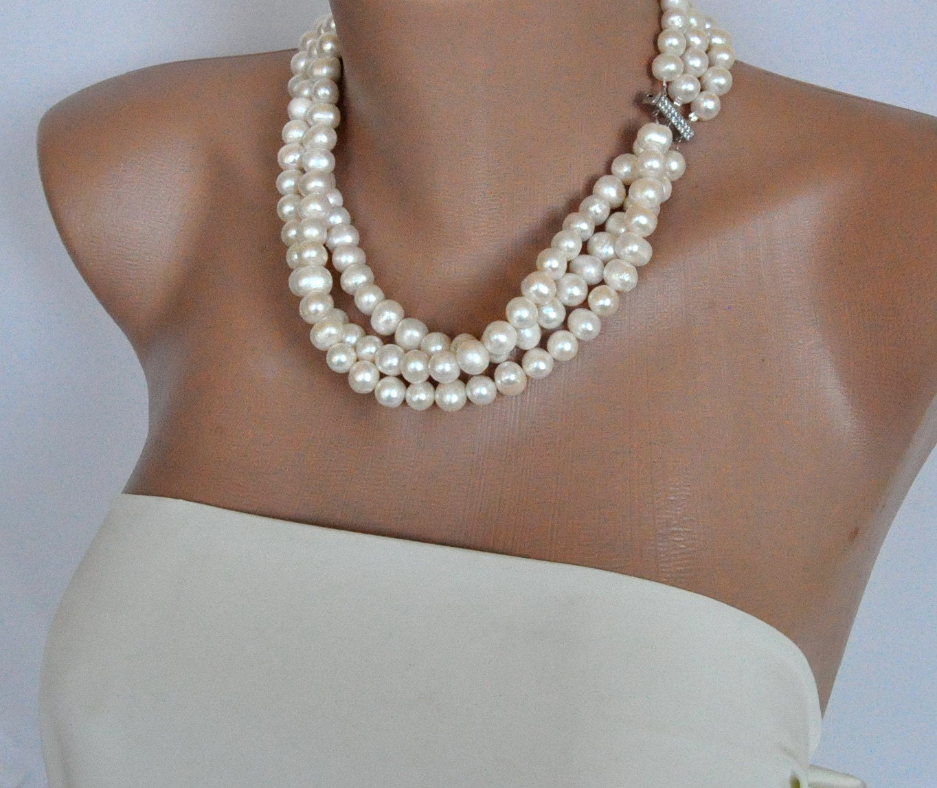 Ivory Freshwater Pearl Necklace brides bridesmaid special occasion