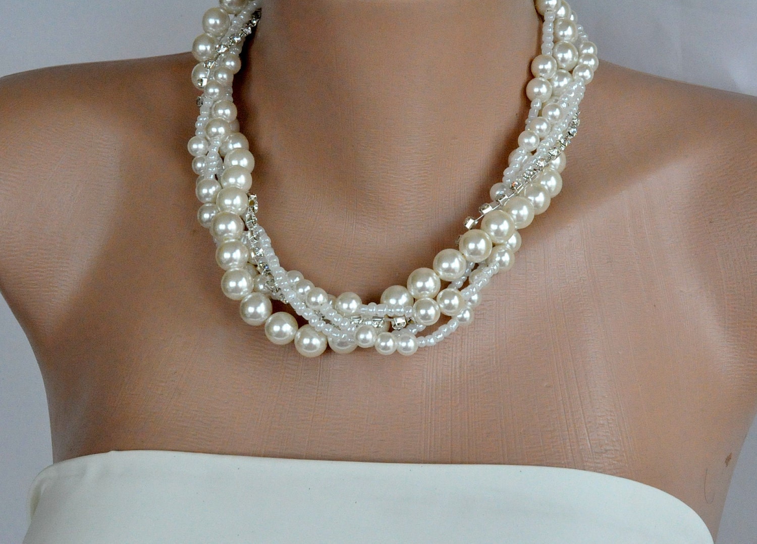 Bridal Glass Pearl Necklace brides bridesmaids