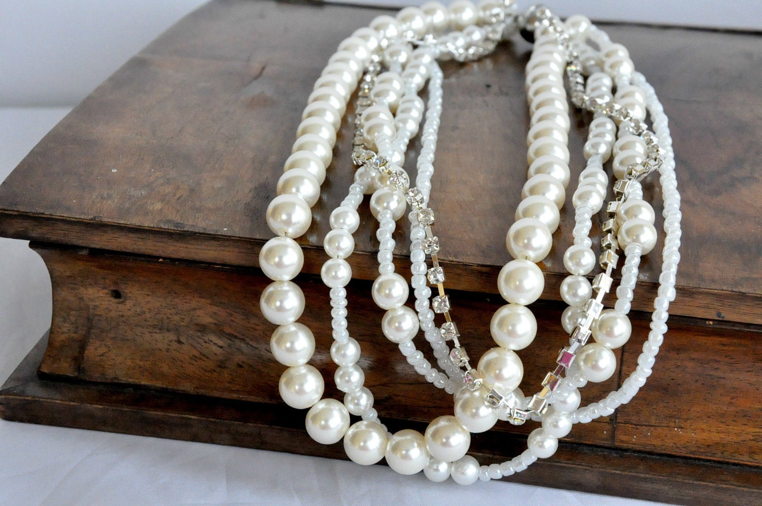 Bridal Glass Pearl Necklace brides bridesmaids