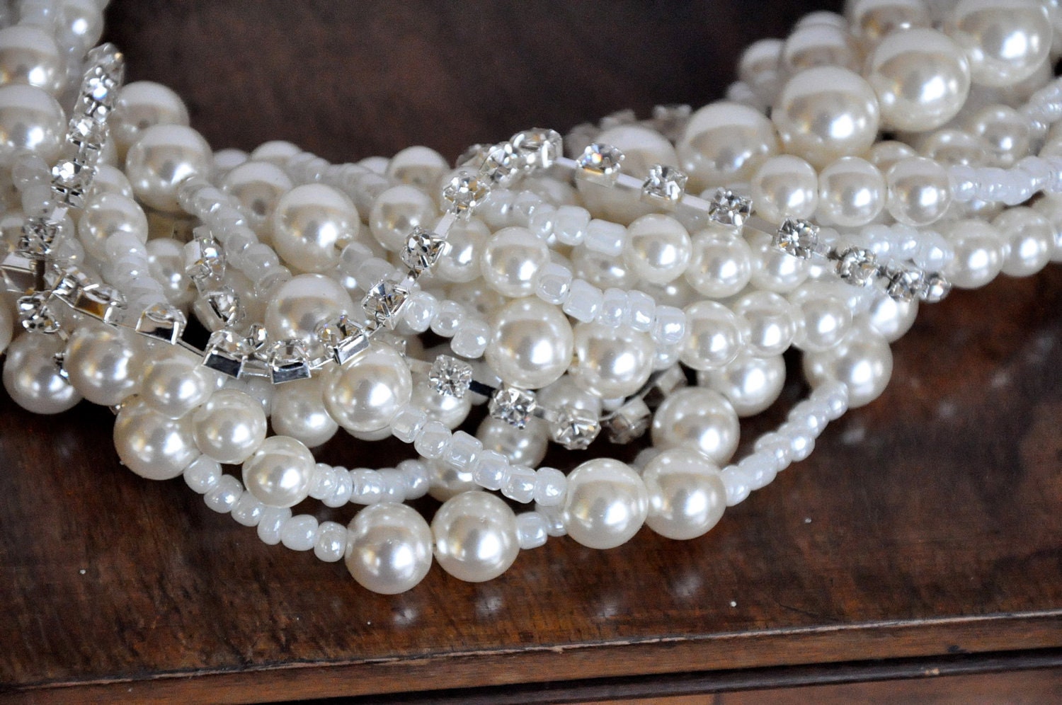 Handmade Chunky Ivory Twisted  Bridal   Necklace
