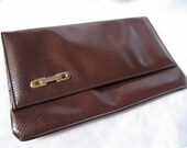 Vintage Large Brown Faux Snake Skin Clutch