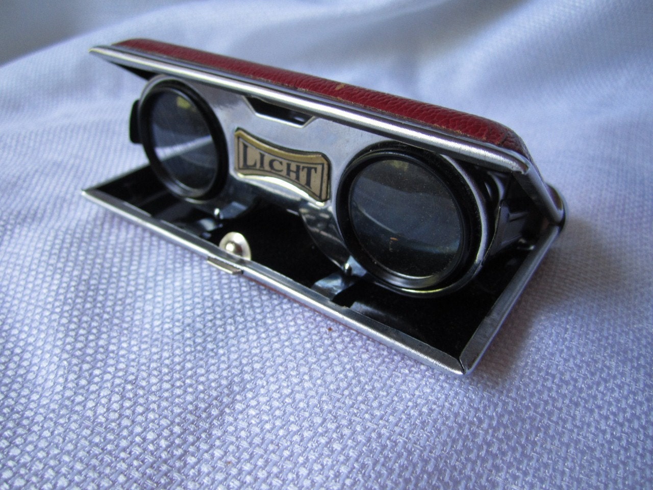 Vintage RED Binoculars -- Licht Coated Lense Made in Japan