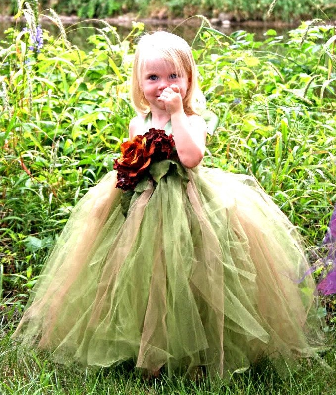 Olive You Full Flowy Flower Girl  Wedding Tutu dress Sizes 12  months 18 2t 3t 4t 5t 6