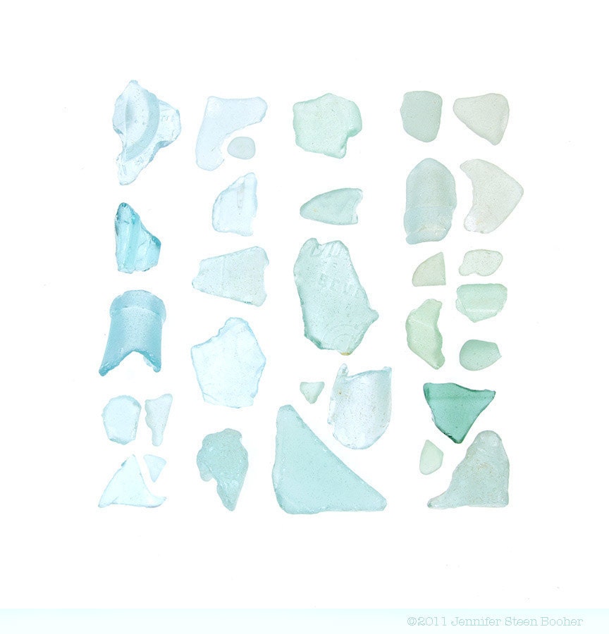 Aquamarine Sea Glass - 12 x 12 beachcombing photograph