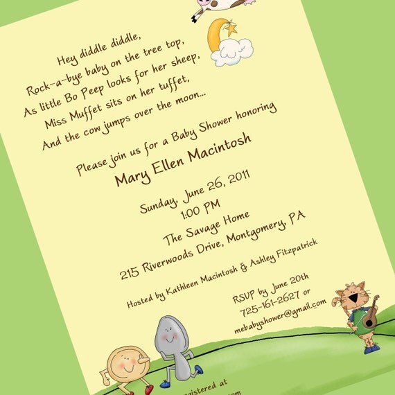 Nursery Rhyme Baby Shower Invitation, Printable Invitation Design ...