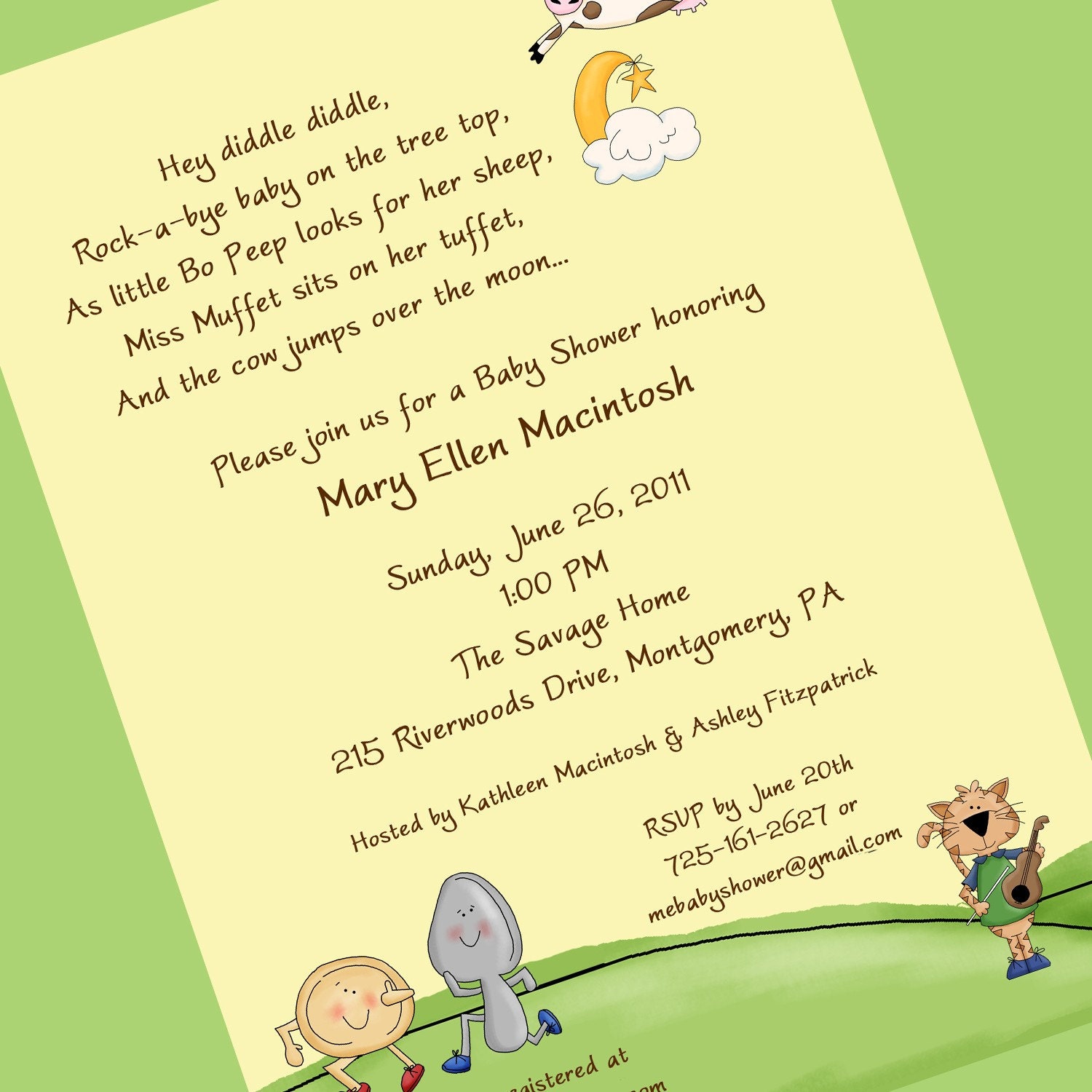 Nursery Rhyme Baby Shower Invitation Printable By Cardsbycarolyn