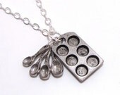 Cupcake Pan And Measuring Spoons Bakers Necklace
