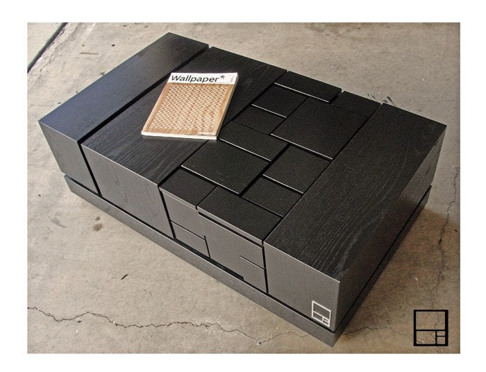 Modern Coffee Table // Oak with Black Lacquer Finish
