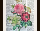 Art Print BOUQUET 8x10 Dictionary Gold Gilded Vintage Page