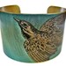 Bird Vintage style brass cuff bracelet Free Shipping to USA