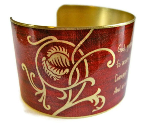 Serenity Prayer cuff bracelet brass  Free Shipping to USA