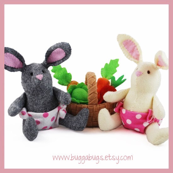 BABY BUNNIES - PDF Pattern (Easter Bunny, Basket, Vegetables)