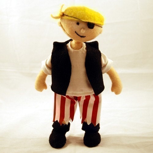 PIRATE JACK - PDF Doll Pattern (Pirate, Monkey, Treasure Chest)