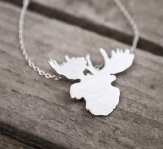 woodland moose head silhouette - necklace