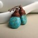 Earrings Turquoise Stone Copper Wire Wrapped