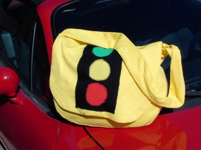 Yellow Messenger Bag with Stoplight