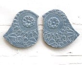 Waterproof Wall art - Birds of a Feather Baby Blue Stoneware Ceramic - Home Living Room Kitchen Bathroom Bedroom Decor