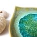 RESERVED FOR YOSHEBEAGLE Rainforest leaf dish in stoneware ceramic with recycled glass