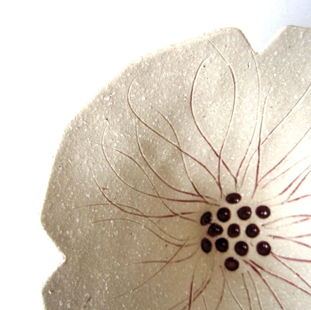 Poppy flower Functional Sculpture Cream Stoneware Ceramic Pottery Decorative Home Decor Gift For Her Hostess Gift Wedding Gift Idea Under 40