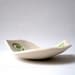Spring chicken bird bowl Cream stoneware ceramic pottery Green flower wings Modern Folk style Candle holder, soap dish, ring pillow