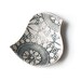 Blue bird bowl in cream stoneware ceramic with vintage lace texture in steel blue grey Handmade in England British studio pottery