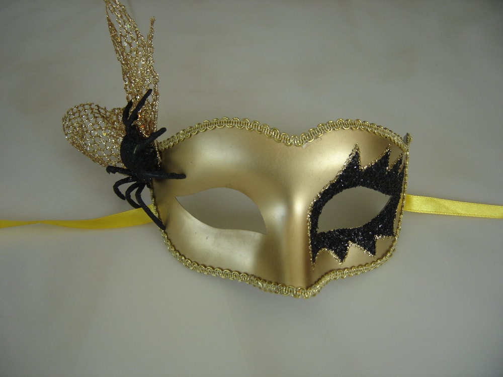 Spider Accented Ribbon Tied Mask Masks