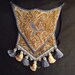 Medieval Banner Purse - Brocade Fabric with Embroidered Blue Bird and Tassels