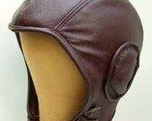 Des Chocolats Brown Leather Aviator Hat