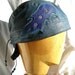 Gray/ Blue Leather Flames Skullcap w/  Peace Sign