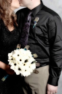 Peacock Wedding Boutonniere/Corsage