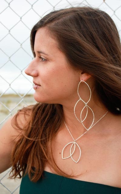 Falling Leaf Silver Earrings