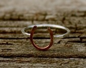 Lucky Copper Horseshoe Ring with sterling silver band