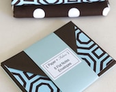 Aqua Octagons Fabric Note Cards - Set of 8